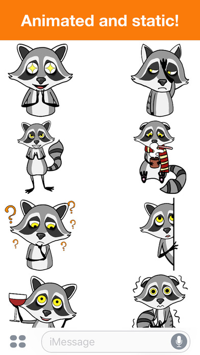 raccoon animated funny gif emoji stickers bei yuri andryushin screenshots iphone ipod screenshots iphone ipod