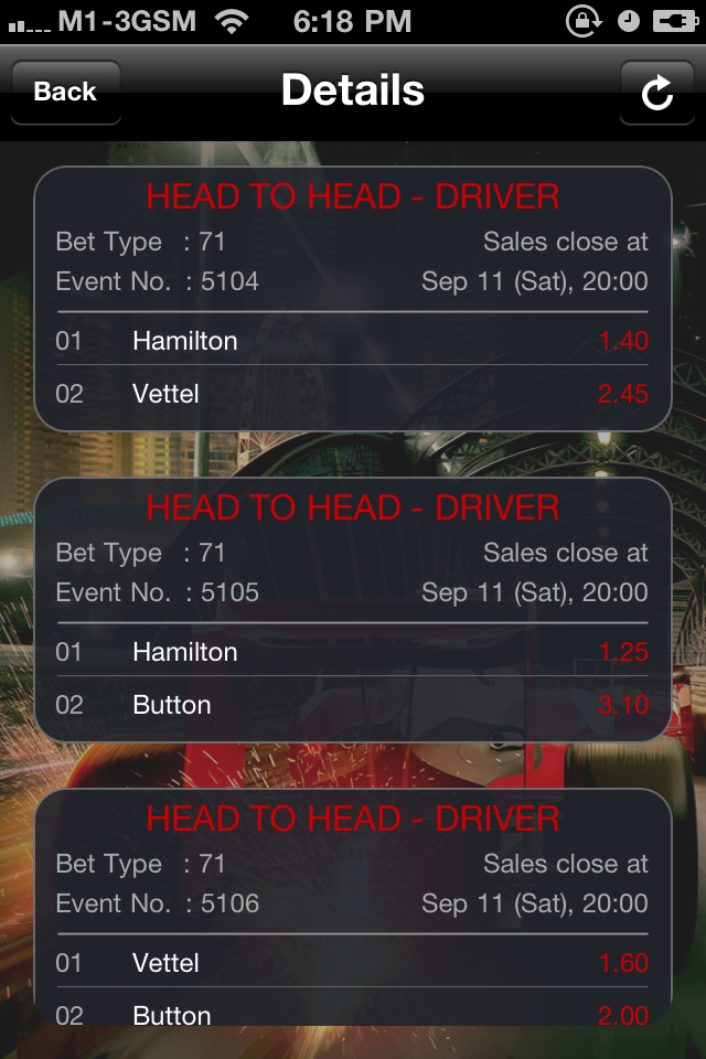 SG Motor Racing (Odds) free app screenshot 4
