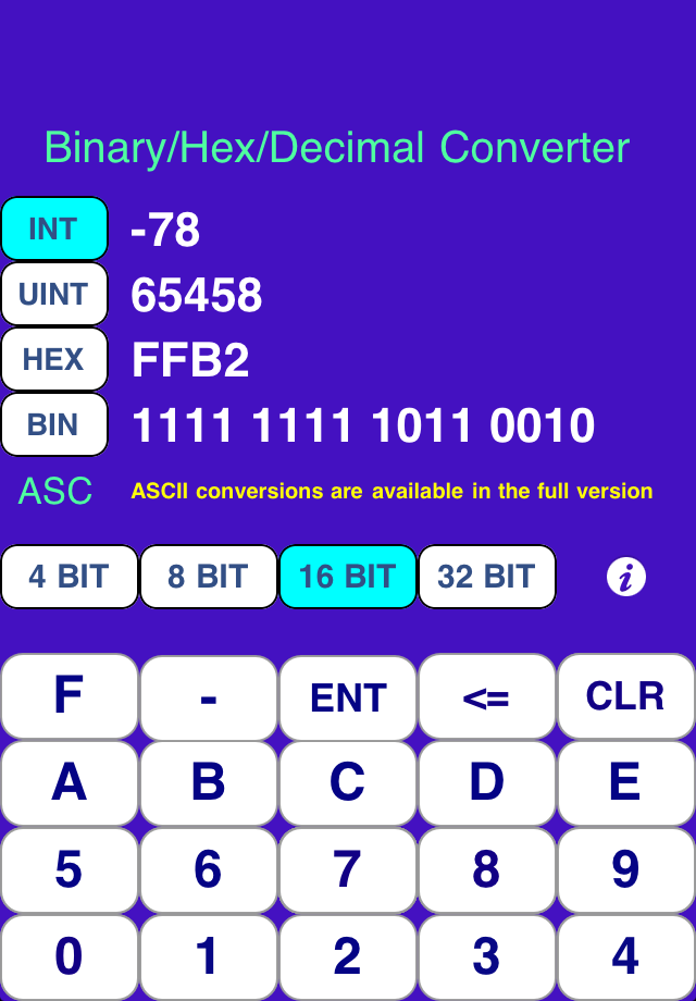 iConvert Hex Decimal Binary Lite free app screenshot 2
