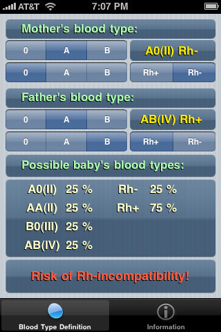 iBaby - Blood Type free app screenshot 1