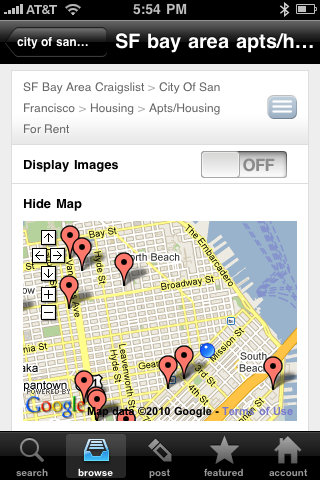 Craigsphone - craigslist for iphone free app screenshot 1