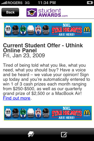 Studentawards.com (scholarships for high school, university and college students) free app screenshot 3