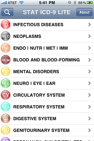 STAT ICD-9 LITE free app screenshot 1