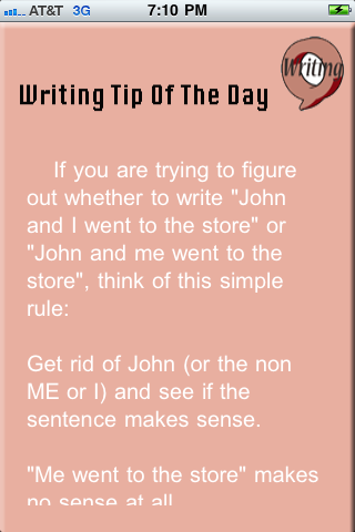Writing Tip Of The Day free app screenshot 1