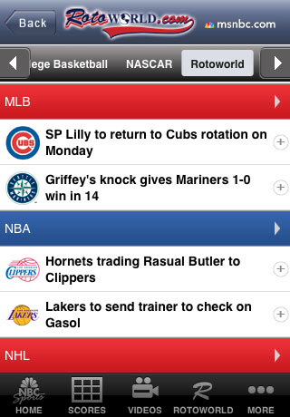 NBC Sports Mobile, free app screenshot 3