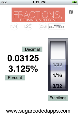 Fractions,Decimals,Percent Conversion Spinnner free app screenshot 2