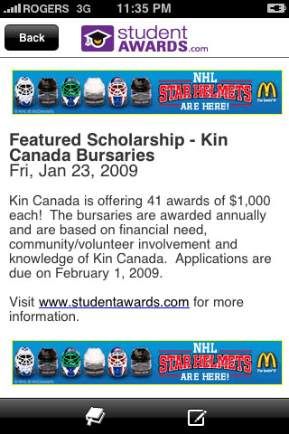 Studentawards.com (scholarships for high school, university and college students) free app screenshot 2