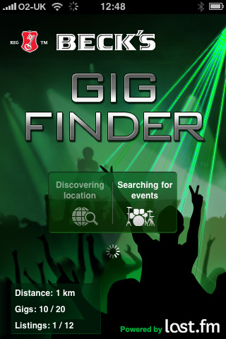 Beck's Gig Finder free app screenshot 1