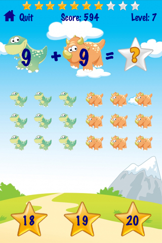 A Dinosaur Kids Math Free Lite - Grade School Addition Subtraction Skills Game free app screenshot 3