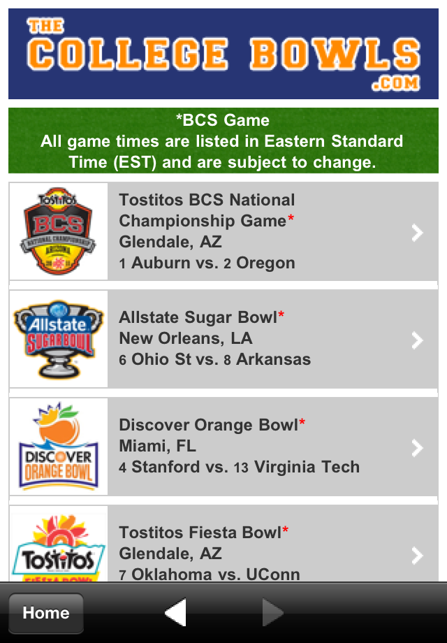 College Football Bowl Games free app screenshot 2