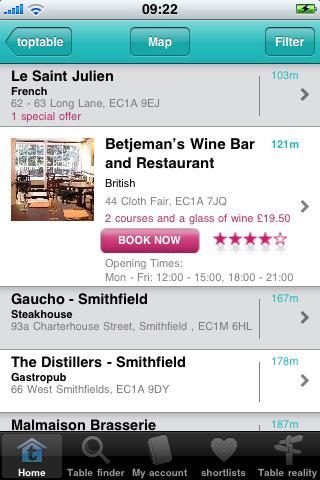 toptable restaurant finder free app screenshot 3