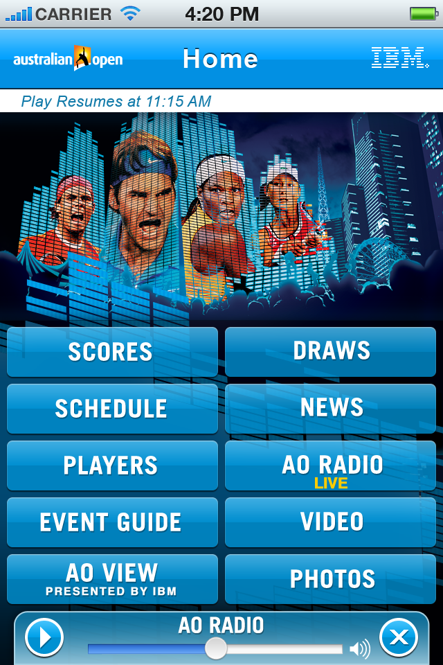 Australian Open Tennis Championships 2011 free app screenshot 1