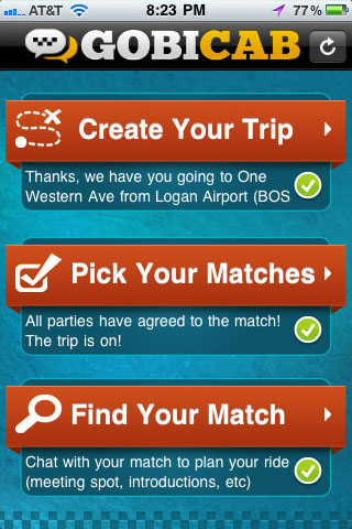 GobiCab - easy taxi sharing! free app screenshot 1