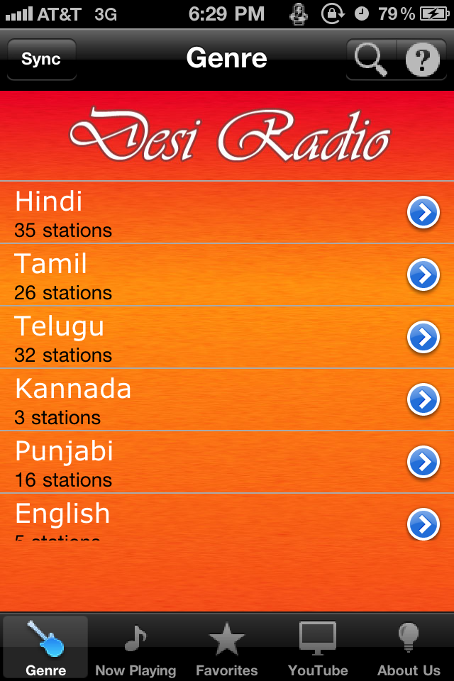 Desi Radio - India Pandora Music for Bollywood Hindi Telugu with YouTube search free app screenshot 1