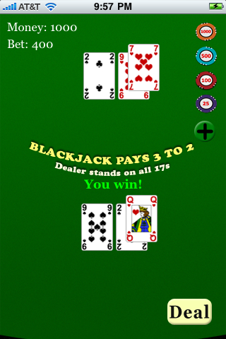 Blackjack Lite - Popular and fun card and casino game for iPhone and iPod Touch free app screenshot 4