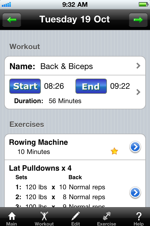 Workout Diary Lite free app screenshot 1