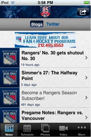 Official New York Rangers free app screenshot 2