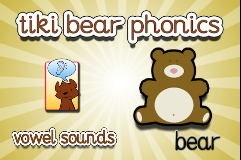 Tiki Bear Phonics - Vowel Sounds free app screenshot 1