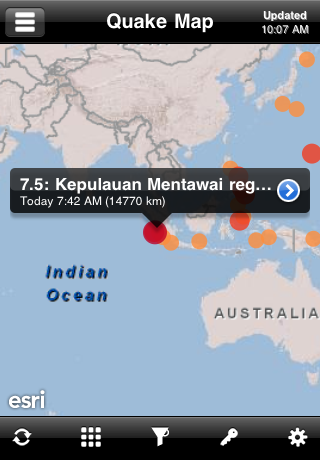 QuakeFeed - World Earthquake Info Displayed on ESRI Maps free app screenshot 2
