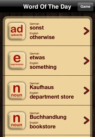 German Word of the Day free app screenshot 1
