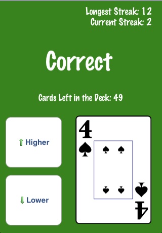 Higher or Lower Lite Card Game (Hi Lo) free app screenshot 3