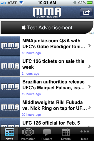 MMA Junkie Mobile free app screenshot 1