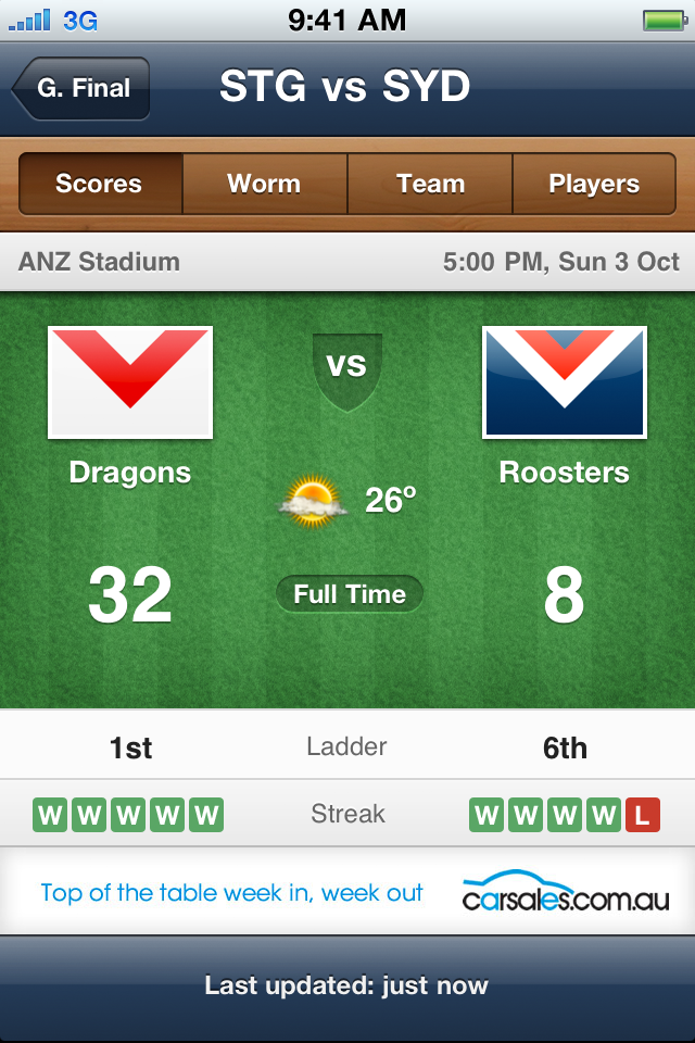 NRL Rugby League Live 2011 free app screenshot 1