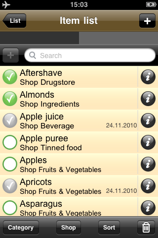 Economy Shopping - Shopping List