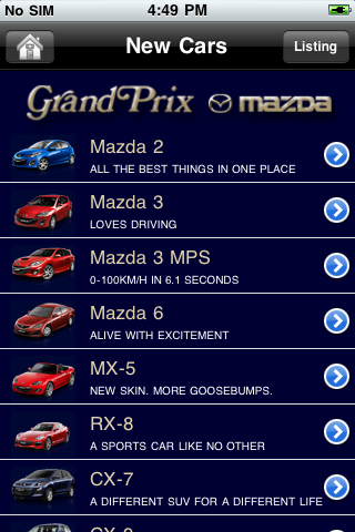 Grand Prix Mazda iApp free app screenshot 2
