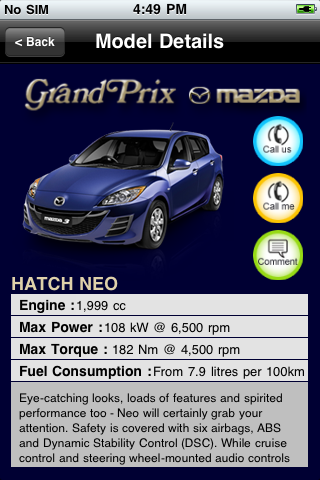 Grand Prix Mazda iApp free app screenshot 3