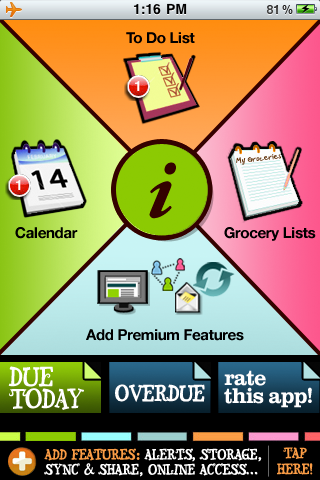 Organizer:To-Do+Cal+Grocery Lists+Alerts