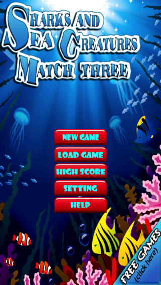Sharks and Sea Creatures Match Three Game Pro Full Version