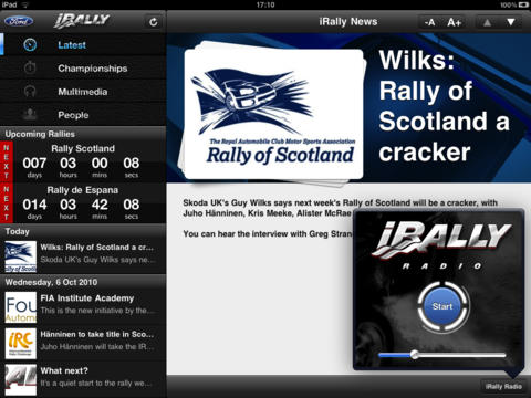 iRally - World Rally Championship and Intercontinental Rally Challenge WRC IRC not F1