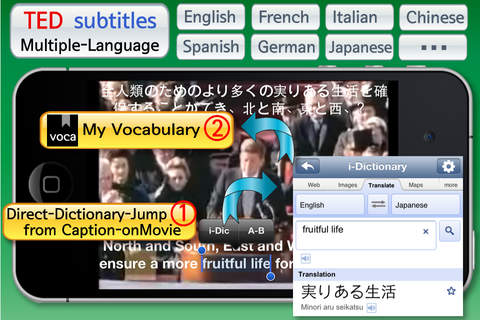 AVDic Player ( ALL-IN-1 Language Learning.. with.. subtitles/txt/pdf reader, mp3/movies/music player, ted talks, vocabulary, free ted live music download, english dictionary & translator for spanish,french,chinese, etc. Learn english ! ) screenshot 3