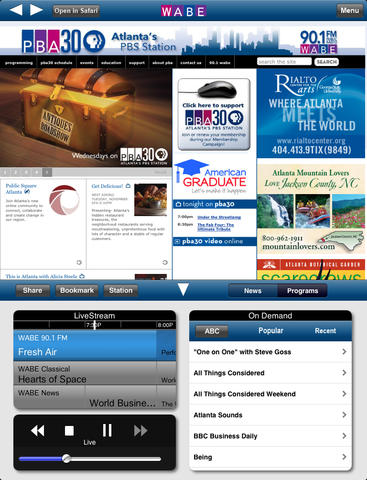 WABE Public Radio App for iPad screenshot 2