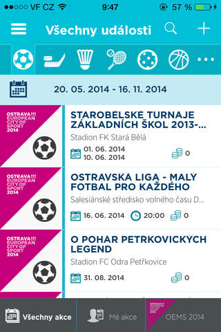 Sportuj v Ostravě: Týmy, Akce screenshot 2