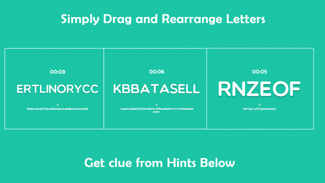ReArrange Letters - Word Movies and Riddles Trivia Game