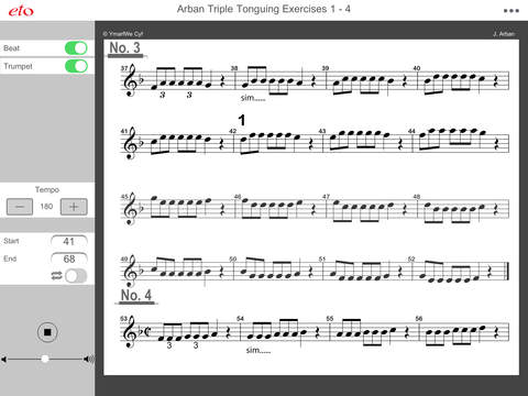 Arban Triple Tonguing Exercises 1 - 4; Trumpet Cornet Practice