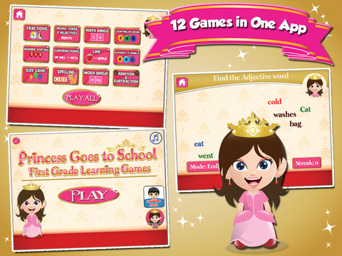 【免費教育App】Princess Goes to School: First Grade Learning Games-APP點子