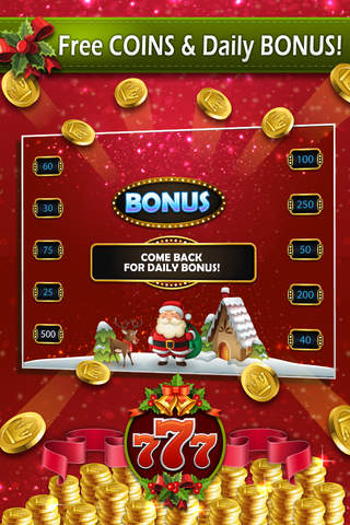 777 Christmas Slots Jackpot : Free Holiday Santa Claus Classic Casino screenshot 2