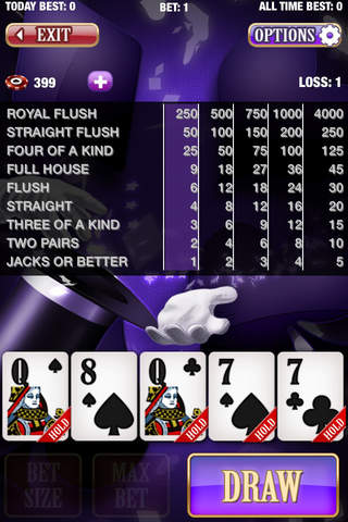 Video Poker Magic - Jacks or Better, Aces & Faces, All American, Double Double Bonus, Acey Deucey screenshot 2