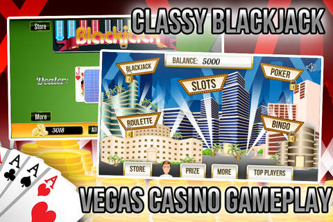 Classy Blackjack: Vegas Casino Gameplay with Slots, Blackjack, Poker and More! screenshot 2