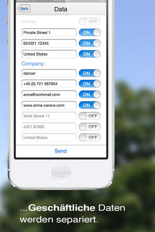 vCardSender2 - Kontakt Details als Visitenkarte aus dem Adressbuch senden screenshot 3