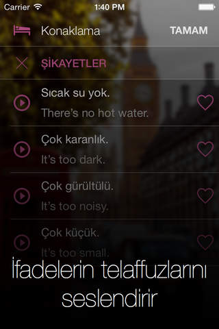 İngilizce Cepte - Sesli, telaffuza yardımcı  cümle kitapçığı ve Türkçe bilenler için yabancı dil öğrenme rehberi screenshot 2