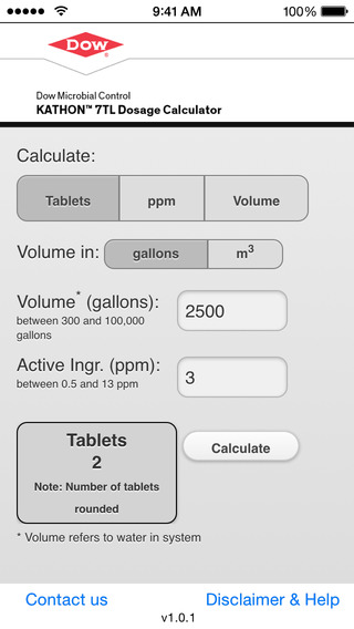 KATHON™ 7TL Dosage Calculator for iPhone