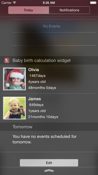 Baby birth calculation widget