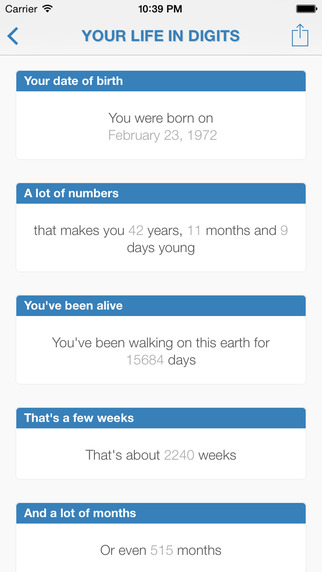 【免費娛樂App】Life in digits - Fun facts about your life-APP點子