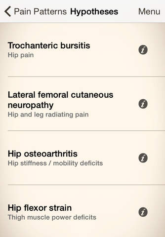 Clinical Pattern Recognition: Hip and Thigh Pain screenshot 2