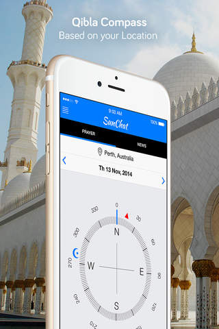 SunChat lite - Qibla Compass, Islamic Prayer Times & News screenshot 2