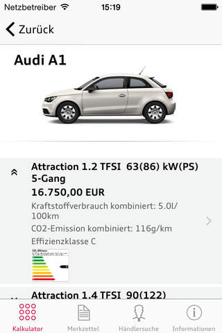 Audi Kalkulator screenshot 2